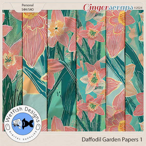 Daffodil Garden Papers 1 by Wetfish Designs