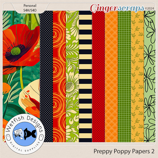 Preppy Poppy Papers 2 by Wetfish Designs 