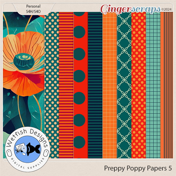 Preppy Poppy Papers 5 by Wetfish Designs  