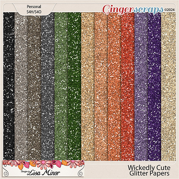 Wickedly Cute Glitter Papers from Designs by Lisa Minor