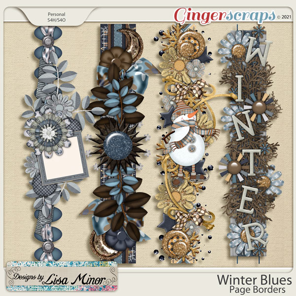 Winter Blues Page Borders from Designs by Lisa Minor