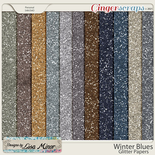 Winter Blues Glitter Papers from Designs by Lisa Minor