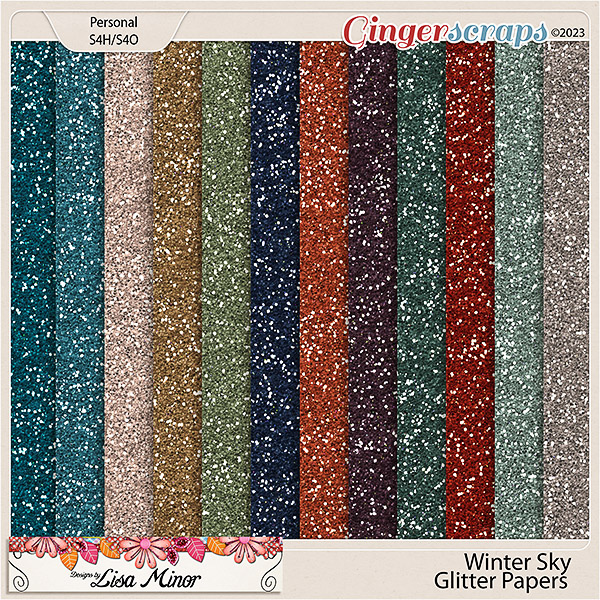 Winter Sky Glitter Papers from Designs by Lisa Minor