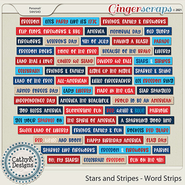 Stars and Stripes - Word Strips by CathyK Designs