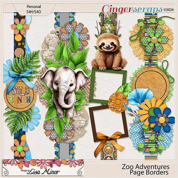 Zoo Adventures Page Borders from Designs by Lisa Minor