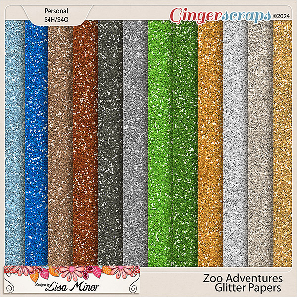 Zoo Adventures Glitter Papers from Designs by Lisa Minor