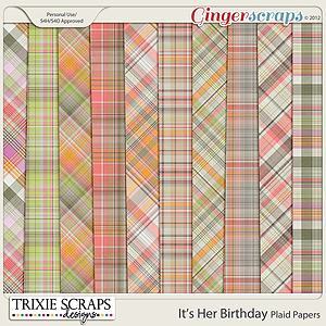 It's Her Birthday Plaid Papers by Trixie Scraps Designs