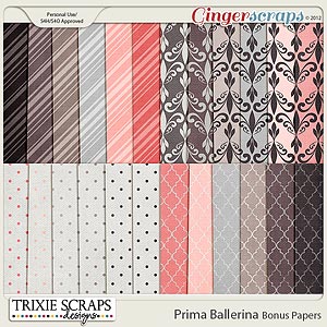 Prima Ballerina Bonus Papers by Trixie Scraps Designs