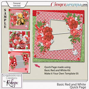 Basic Red and White Quick Page 05 by Scrapbookcrazy Creations
