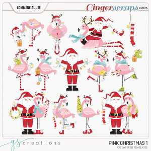 Pink Christmas 1 Layered Templates (CU) by GS Creations