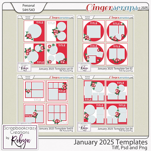 January 2025 Template Set 01-04 by Scrapbookcrazy Creations