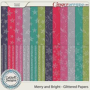 Merry and Bright - Glittered Papers