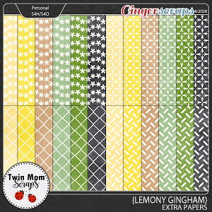 Lemony Gingham - EXTRA PAPERS by Twin Mom Scraps