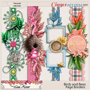 Birds and Bees Page Borders from Designs by Lisa Minor