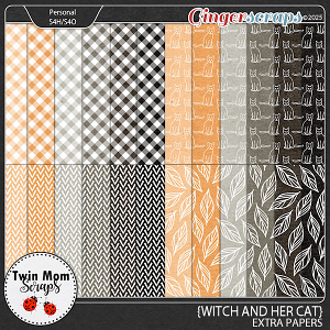 Witch and Her Cat - EXTRA PAPERS by Twin Mom Scraps