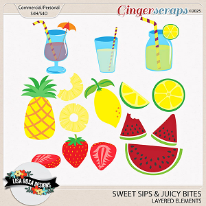 Sweet Sips and Juicy Bites - CU/PU Layered Element Templates by Lisa Rosa Designs