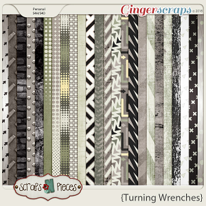 Turning Wrenches Patterned Papers by Scraps N Pieces 