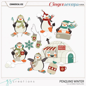 Penquins Winter Layered Templates (CU) by GS Creations