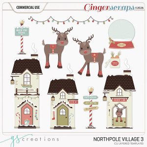 North Pole Village3 Layered Templates (CU) by GS Creations