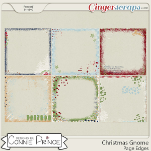 Christmas Gnome  - Page Edges by Connie Prince