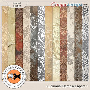 Autumnal Damask 1 by Wetfish Designs Autumnal Damask 1 by Wetfish Designs