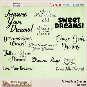 Follow Your Dreams Word Art Pack by Moore Blessings Digital Design 