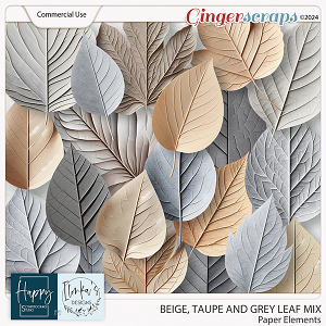 CU Beige, Taupe And Grey Paper Leaf Mix by Happy Scrapbooking Studio