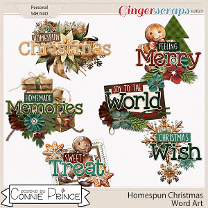 Homespun Christmas - Word Art Pack by Connie Prince