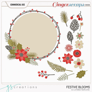 Festive Bloom Layered Templates (CU) by GS Creations