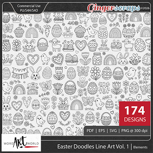 Easter Doodles Line Art Vol 1 