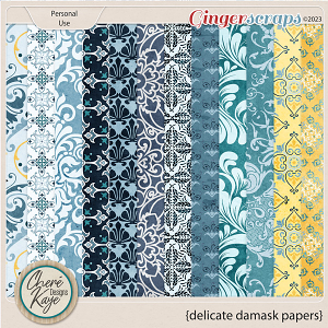 Delicate Damask Papers by Chere Kaye Designs 