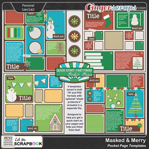 Masked & Merry Pocket Page Templates by Let Me Scrapbook