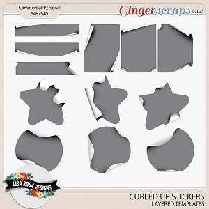 Curled Up Stickers - CU/PU Layered Templates by Lisa Rosa Designs