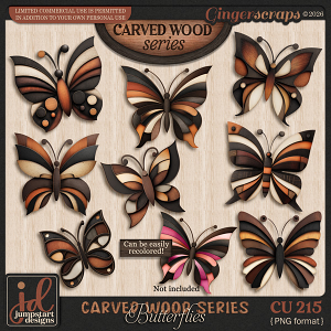 CU & PU 215 ~ Carved Wood Series ~ Butterflies