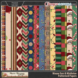 Mouse Ears & Mistletoe Patterned Papers by Moore Blessings Digital Design 