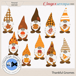 Thankful Gnomes Enamel Elements  (PNG 300dpi) Set of 10 by Wetfish Designs