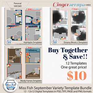 Miss Fish September Variety Template Bundle