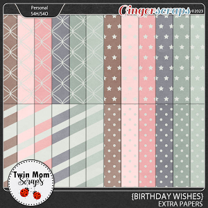 Birthday Wishes - EXTRA PAPERS by Twin Mom Scraps