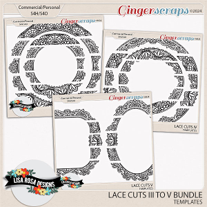Lace Cuts III to V Bundle - CU/PU Templates by Lisa Rosa Designs