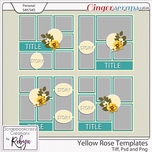 Yellow Rose Templates 01 -04 by Scrapbookcrazy Creations