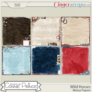 Wild Horses  - Messy Papers by Connie Prince