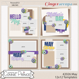 #2026 May -  12x12 Templates (CU Ok) by Connie Prince