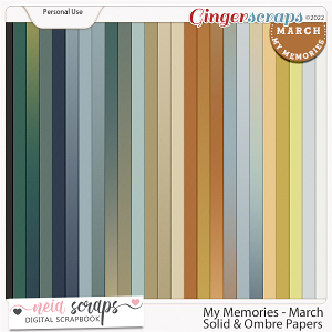 My Memories March - Solid & Ombre Papers - by Neia Scraps 