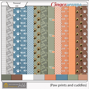 Paw prints and cuddles paper pack by Designs by Hilde