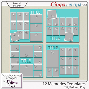 12 Memories Templates by Scrapbookcrazy Creations
