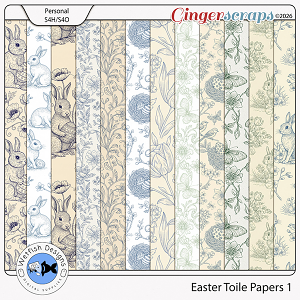 Easter Toile Papers 1 by Wetfish Designs