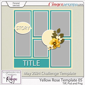 Yellow Rose Template 05 by Scrapbookcrazy Creations