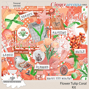Flower Tulip Coral- By Adrienne Skelton Designs