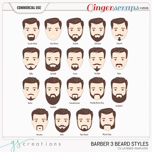 Barbers3 Beard Styles CU Layered Templates by GS Creations