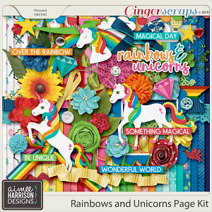 Rainbows and Unicorns Page Kit by Aimee Harrison